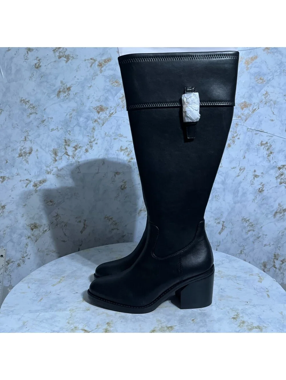 Franco Sarto Women's Size 7M Shoes Black Vegan Knee High Tall Wide Calf Boots